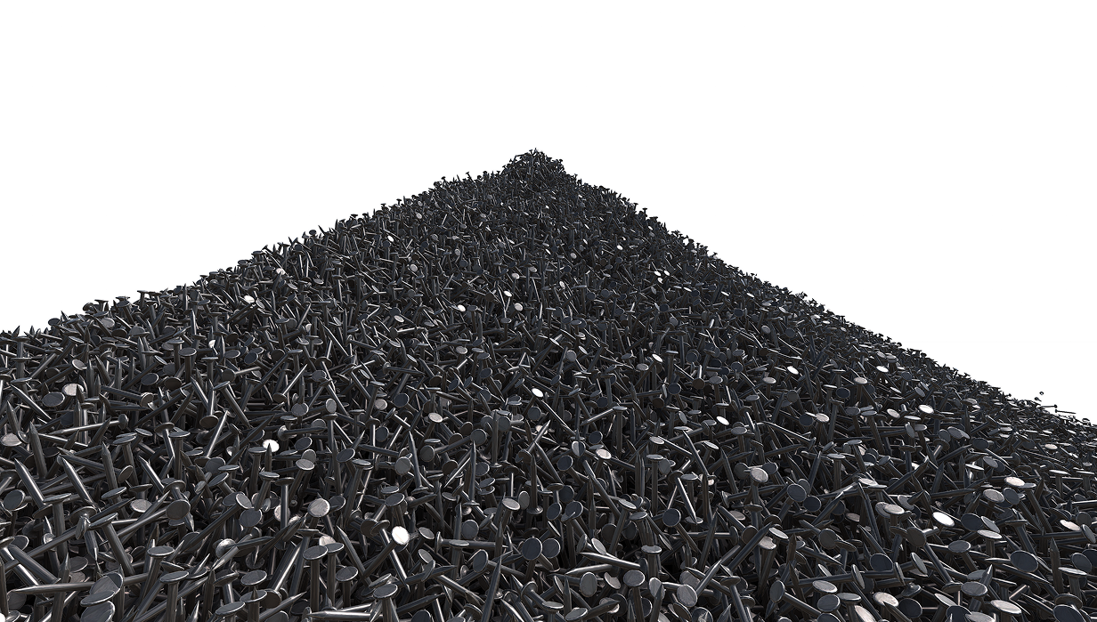 A mountain of black nails