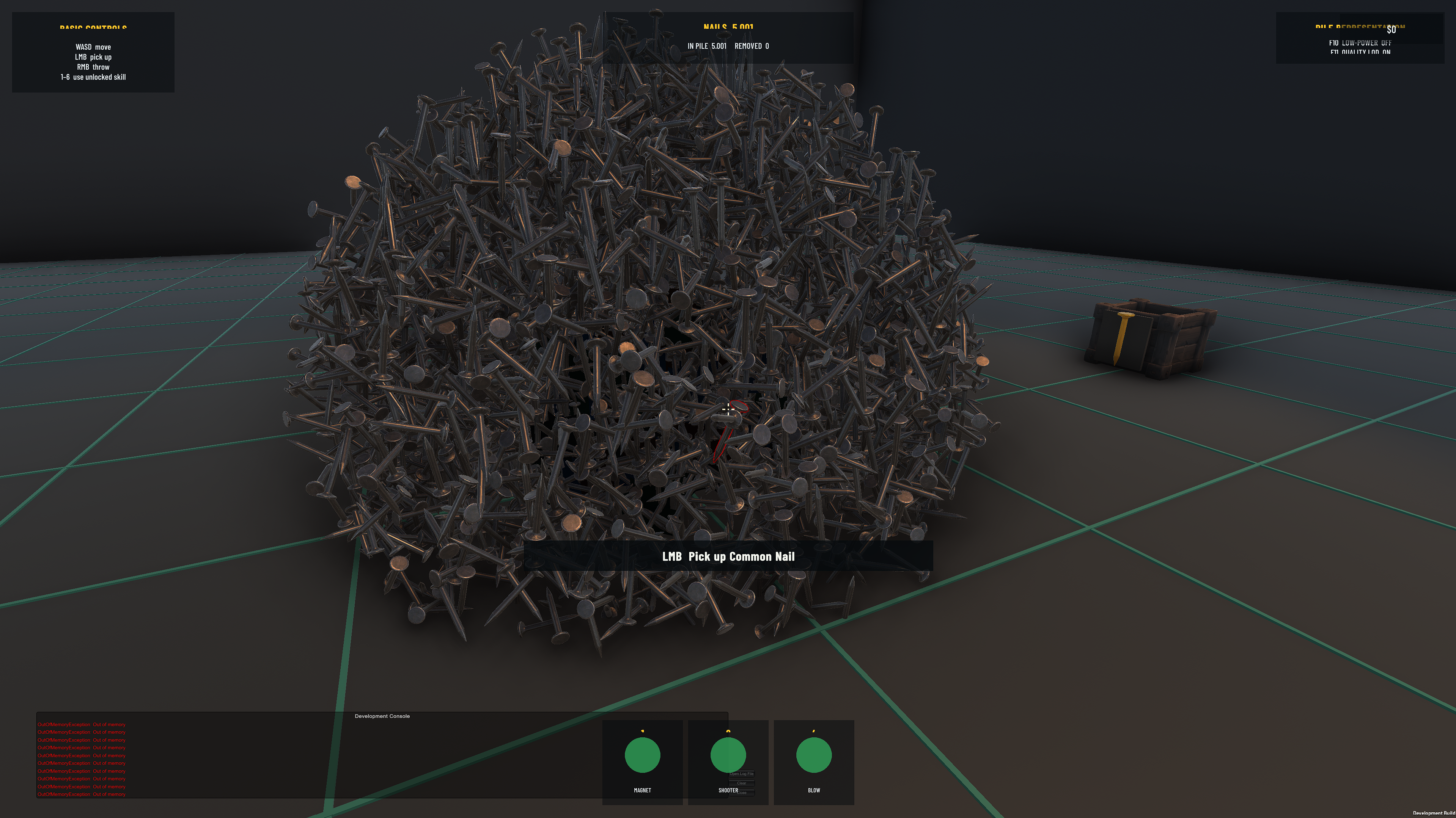 A huge mountain of nails in the game