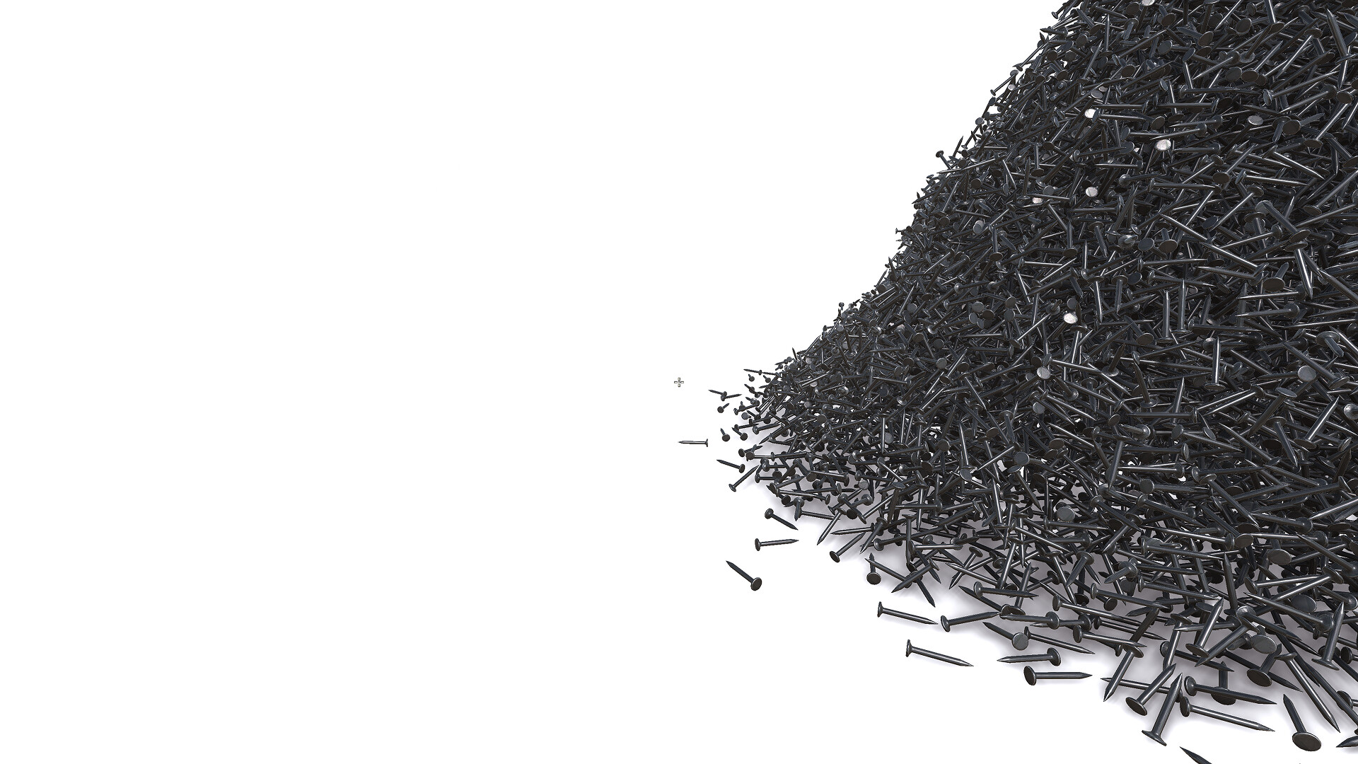 A towering mountain made from black nails